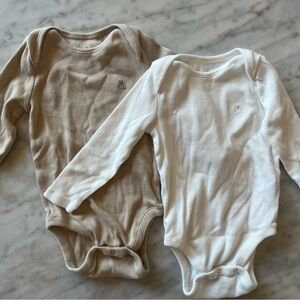 GAP Long Sleeve Bodysuit Set - Tan and White NWOT